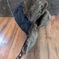 Banana Republic Women's Faux Fur Trapper Hat in Black and Brown