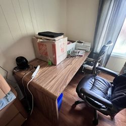 Office Desk With Bottom Shelf And Office Chair 