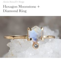 Genuine Alexis Russell Moonstone/diamond Ring Size 6.5