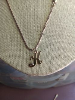 14k "k" pendant with free 925 silver necklaces