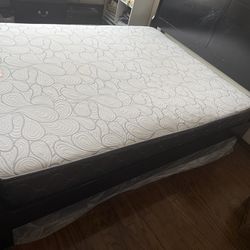 Queen mattress with bed frame