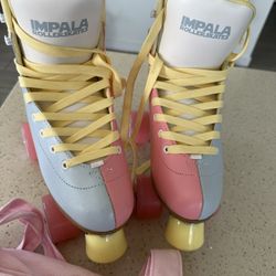 Impala Roller Skates Pink/Blue Split - New with Impala Bag