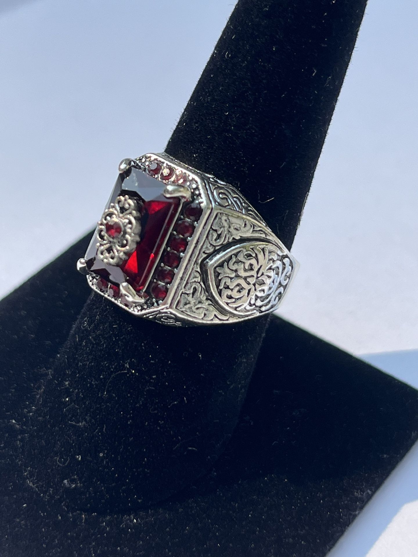 Red Ruby And Silver Men’s Ring