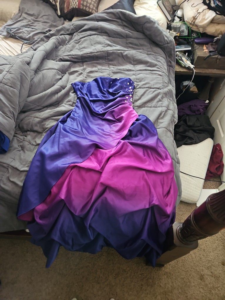 Ombre Purple Pink Ballgown Dress