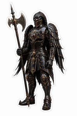 Black Winged Knight Sticker Dark Angel Warrior Vinyl Decal Gothic Armor