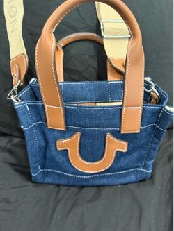 True religion mini denim tote bag