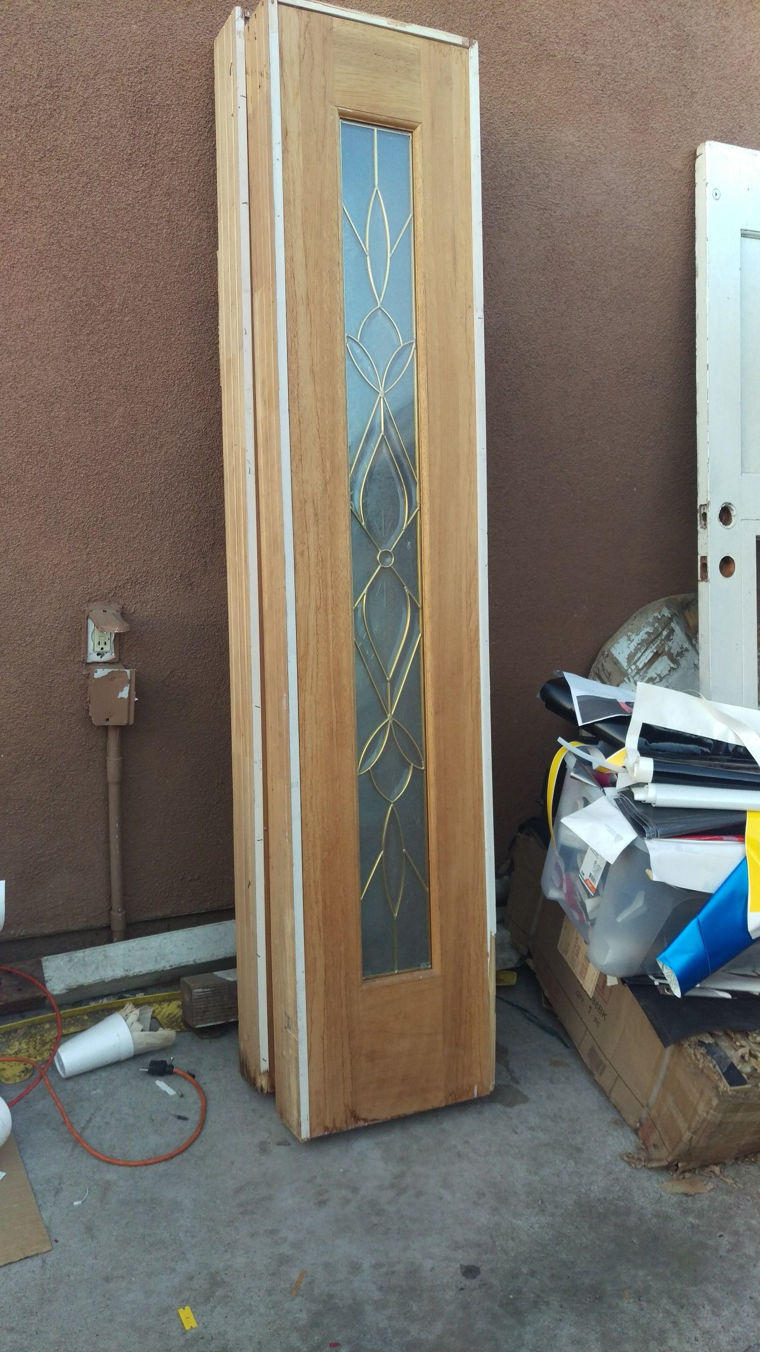 42 inches X 79 mahogany entry door plus 2 side one light door 15X 79 inches