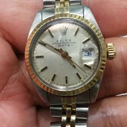 Women Rolex date 18k gold stainless steel 26 mm