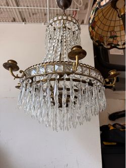 Antique French Empire Style Crystal Chandelier – 6-Light – Hand-Cut Crystal – Excellent Condition