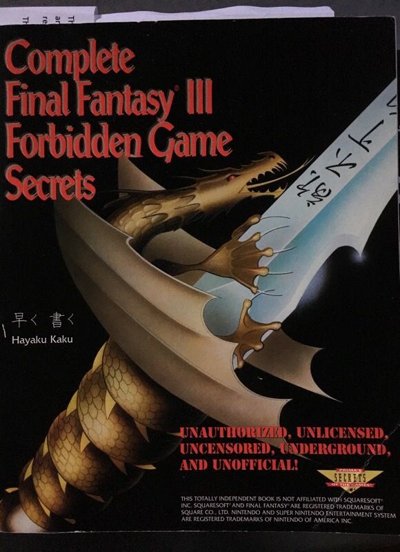 Final fantasy 3 snes Super Nintendo strategy guide very rare