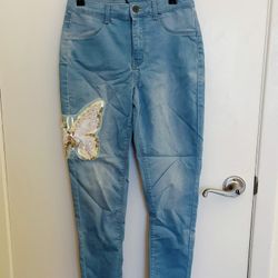 CALZEDONIA butterfly trousers sequin denim jeans