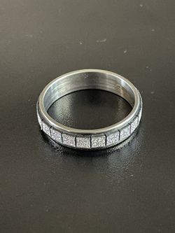 Silver Frosted Square Stainless Steel Ring Size 11