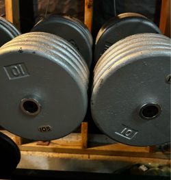 Cast Iron Olympic Weight Plates 105 lb Pair