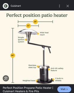 Cuisinart Adjustable position 38k+ BTUs Outdoor Patio Heater