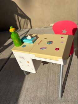 American Girl Flip Top Doll Desk and Chair Set with Accessories