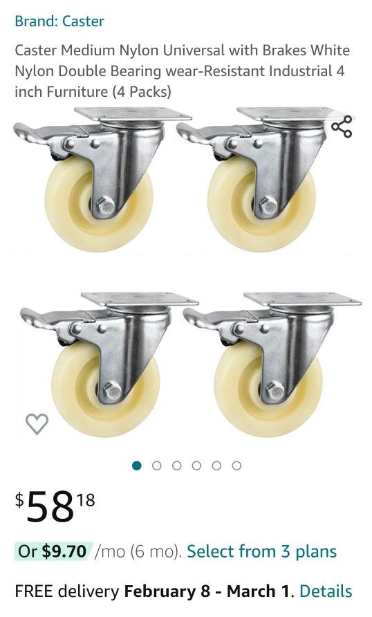 4 Total Casters 4 Inch Nylon 20 for Sale in Las Vegas, NV OfferUp