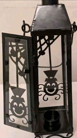 Halloween Spider Lantern Vintage Candle Freestanding Spider Cobweb Black Metal Gothic Rare Find