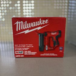 Milwaukee 2540-20 M12 23 Gauge Pin Nailer — Cordless Tool-Only, 1/2"-1-3/8" Headless Pins