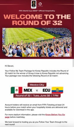 Mexico vs. Ecuador Hospitality World Cup Tickets