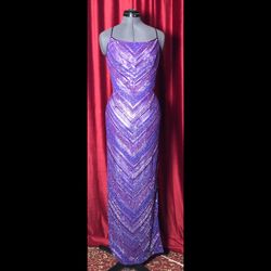 Vintage 90s Y2K Prom Dress Y2K Prom Gown Purple Scala Evening Gown Fully Beaded And Sequined XS-S