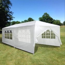 10 ft. x 20 ft. White Wedding Party Canopy Tent Outdoor Gazebo with 6-Removable Sidewalls&venta