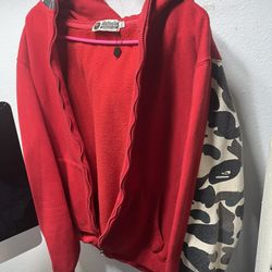 A Bathing Ape 1st Red/ Green Camo Shark Full Zip Hoodie A Size 2xl