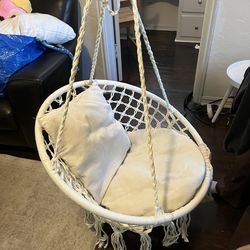 JoyView Macrame Hammock Chair Hanging Swing Chair Max 330 Lbs with 2 Cushions and Hardware Kits for Indoor Outdoor Bedroom Patio Garden - Beige