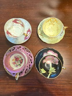 Vintage Tea Cups and Matching Saucers