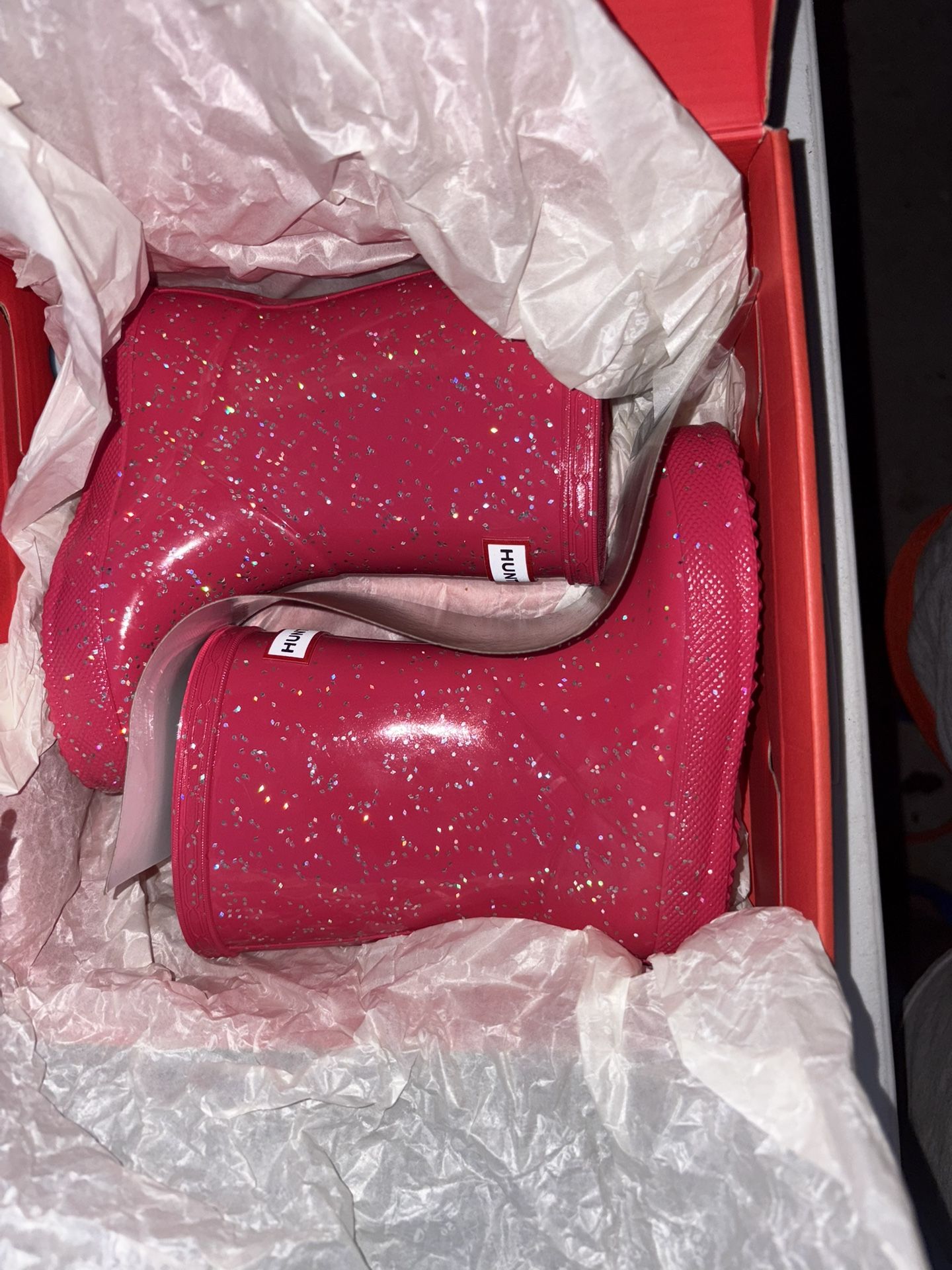 Hunter Glitter Pink Rain Boots