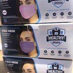 Black 50 in a box face masks 3 ply $4.99