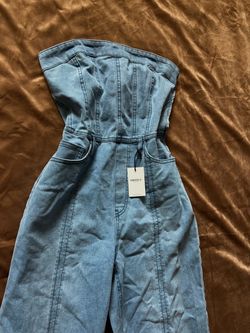 Forever 21 Strapless Denim Jumpsuit