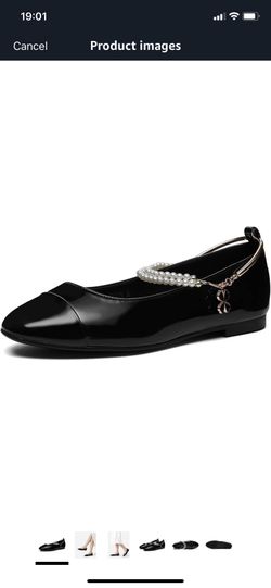 Ballet Flats Shoes for Women, Buckle Strap Flats Shoes, Pearl Mary Jane Flats for Women Sparkly Ballet Flats, Comfortable Square Toe Flats Soft Work F