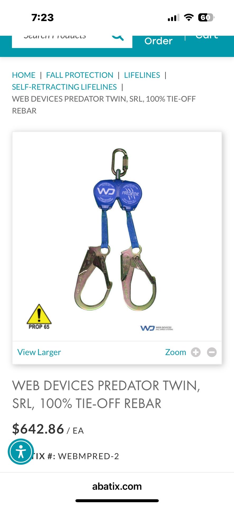 WEB DEVICES PREDATOR TWIN, SRL, 100% TIE-OFF REBAR