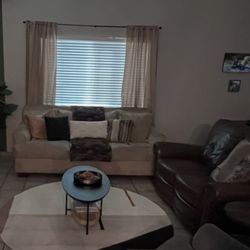 1 Sofa And 1 Leather Loveseat