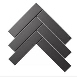 8x12 Festival, Unglazed Charcoal Herringbone Porcelain Mosaic Tile 