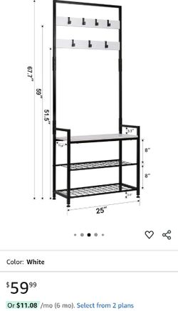 Bench With Coat And Shoe Rack (Rustic Brown)