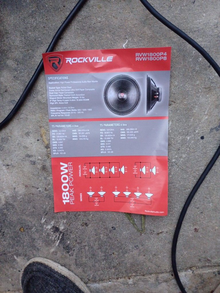 Brand NEW ROCKVILLE 18" SUBWOOFER And Kenwood Amp Read Description