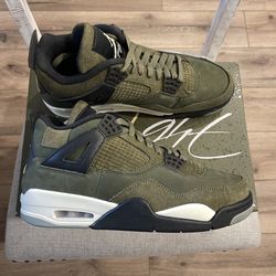 Used Like New Mens 8.5 Jordan Retro 4 Green Olive Craft  