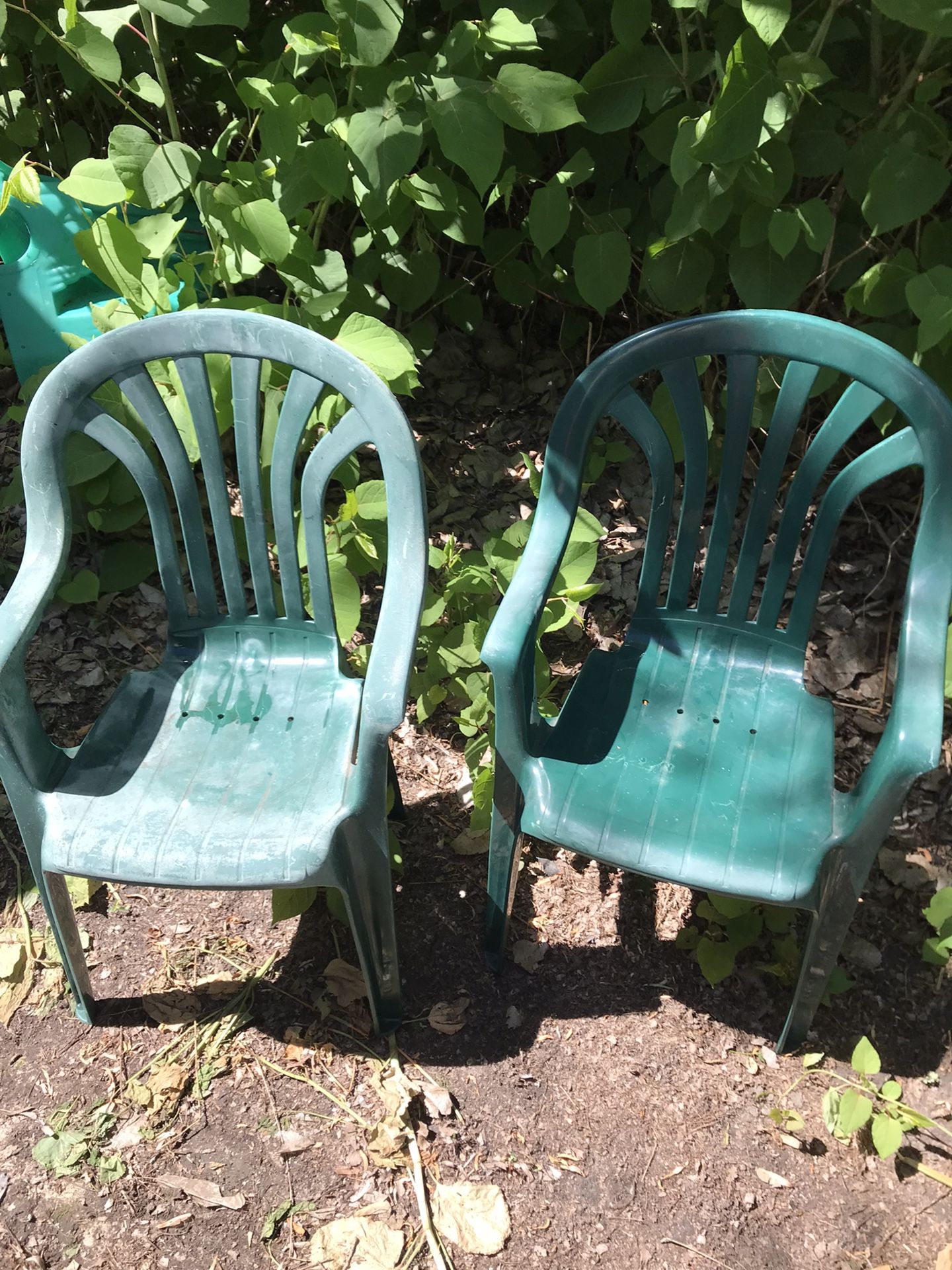 Outdoor Plastic Chairs-green. (read Description)