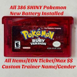 Pokemon RUBY - Authentic GAME - All 386 SHINY Pokemon - All Items/Events!!!
