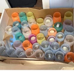 Set of Small Multi-Colored Glitter Glass Jars