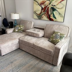 Beige Sleeper Sofa With Storage NEW! 