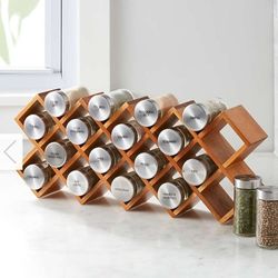 Wood Spice Organizer - Can Store 18 Spice Bottles - Can Hang On Wall Or Shelf Ready