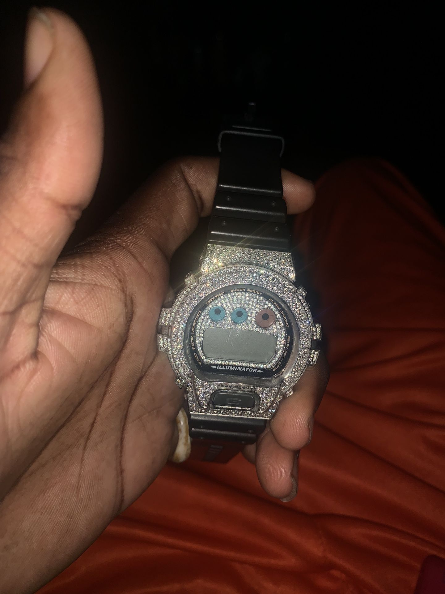 G-Shock Black 6900 Iced Out Diamond Watch 8.5 CT