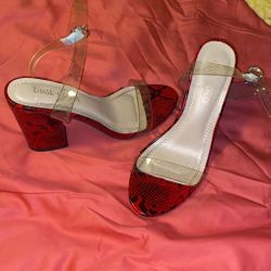 Red Snake Pattern Heels