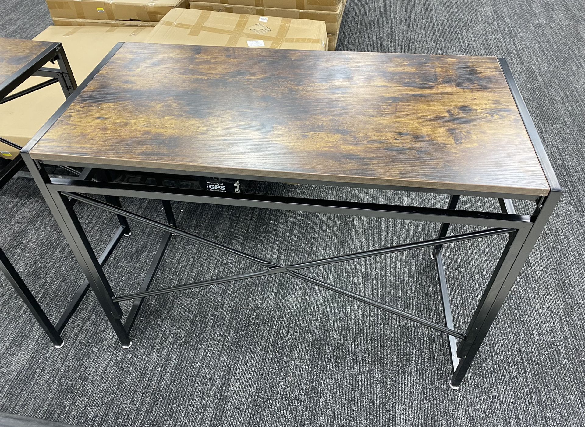 New In Box accent table desk brown with metal legs-multiple Available 40”x20”x30”H $80/each