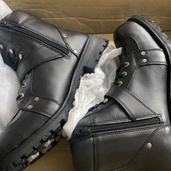 M Boss Apparel BOS49003 Men's 7 inch 'Road Captain' Black Leather Motorcycle Boots