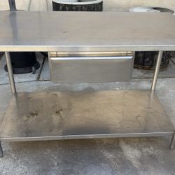 56”x36” Commercial Stainless Steel NSF Kitchen Work Prep Table With Undershelf And Drawer