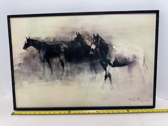 Framed Horse Art Print with Signature
