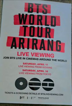 BTS . ARIRANG.  Live Viewing Concert Authentic  27 X 40 .  Theather Movie  Poster.